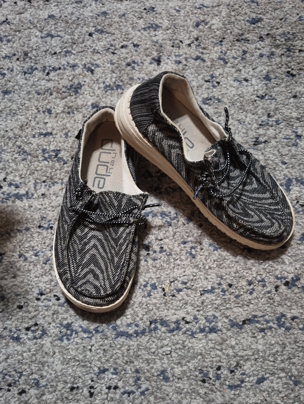 Hey Dude Black & White Knit Casual Shoes